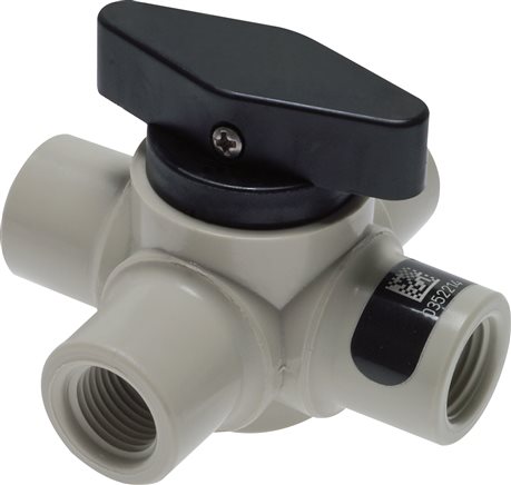 Exemplary representation: 4-way ball valve, polypropylene