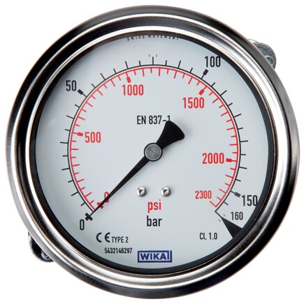 Exemplary representation: Built-in pressure gauge, 3-edged front ring